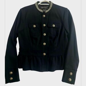 INC International Concepts Black and Gold Blazer with Military Style